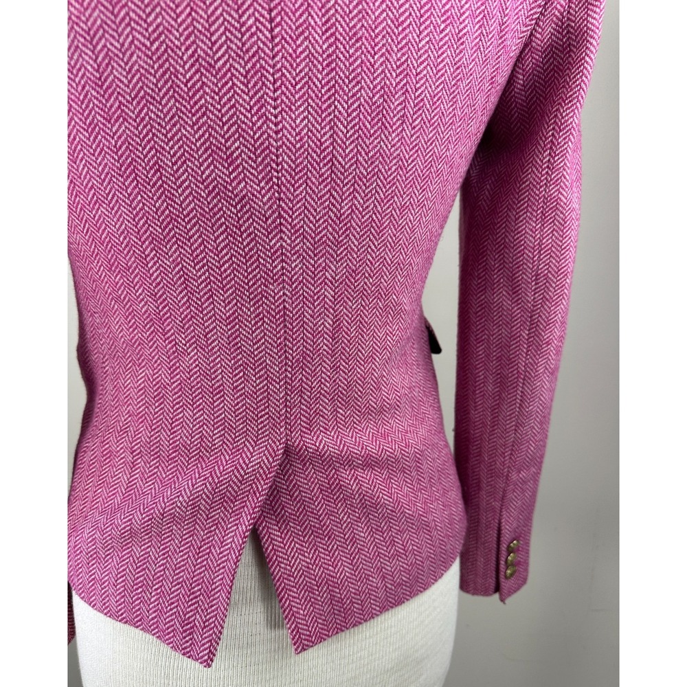 J.Crew Pink Herringbone Blazer Size 2 Gold Buttons Professional Work Office Wear - Picture 9 of 12